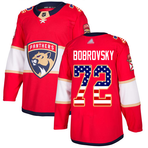 Adidas Panthers #72 Sergei Bobrovsky Red Home Authentic USA Flag Stitched Youth NHL Jersey